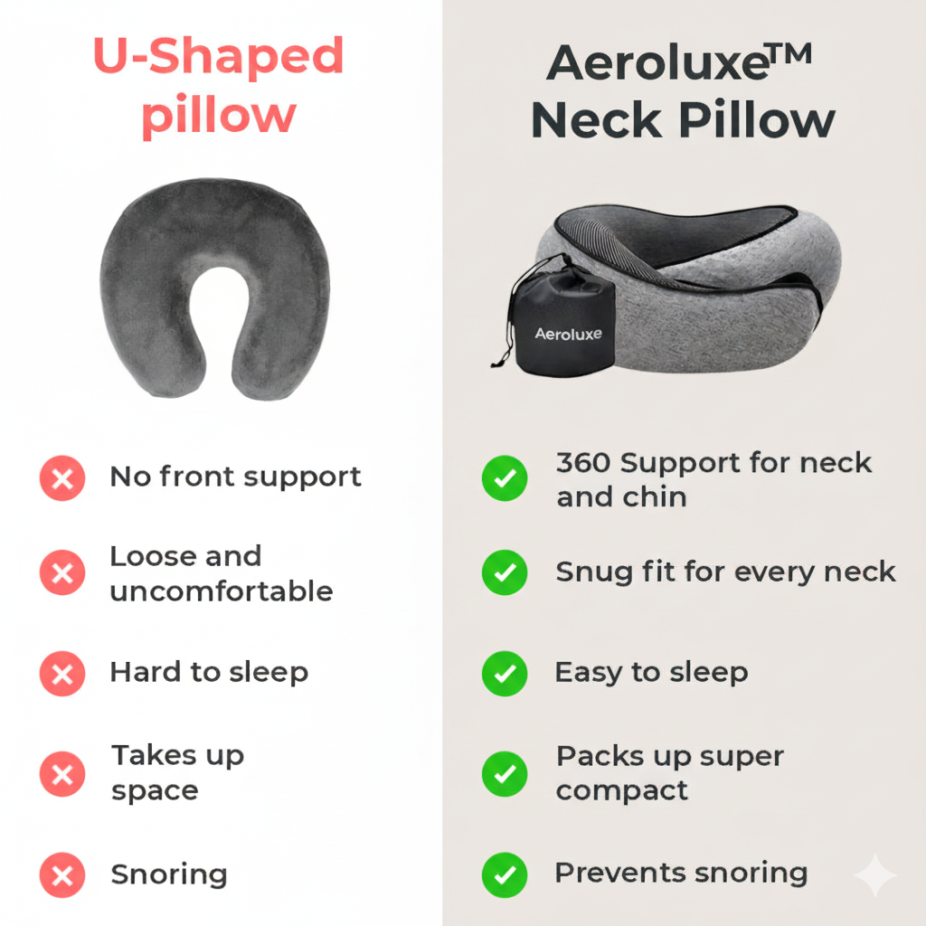 AeroLuxe Ergonomic Travel Pillow – Sleep Peacefully
