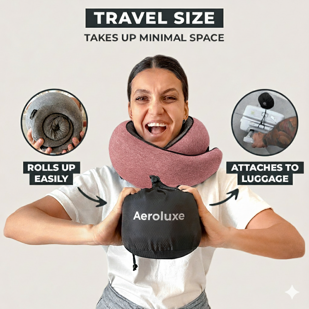 AeroLuxe Ergonomic Travel Pillow – Sleep Peacefully